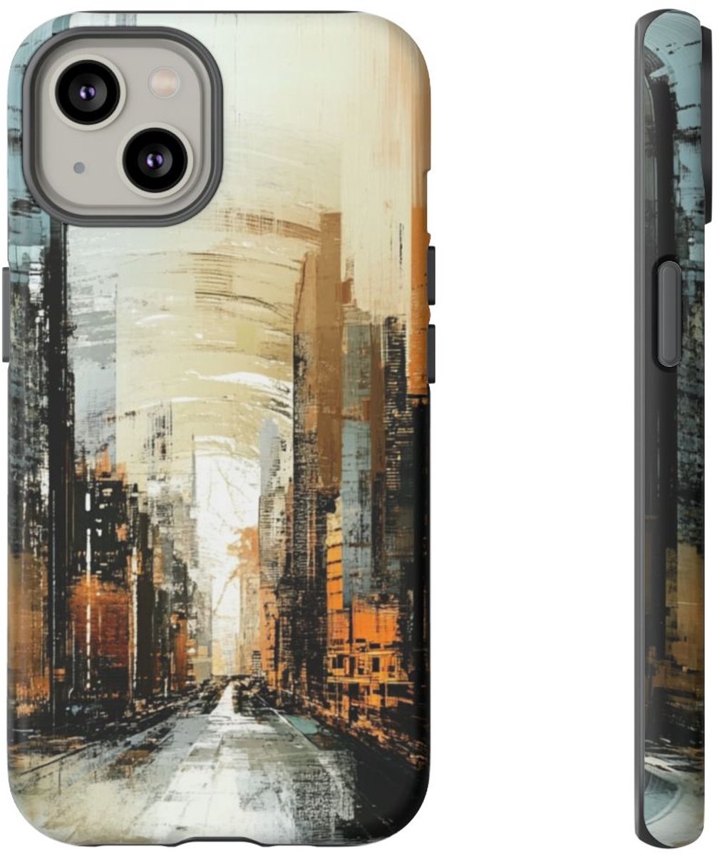 Abstracte Stedelijke Skyline – Telefoonhoesje Geschikt voor iPhone 14