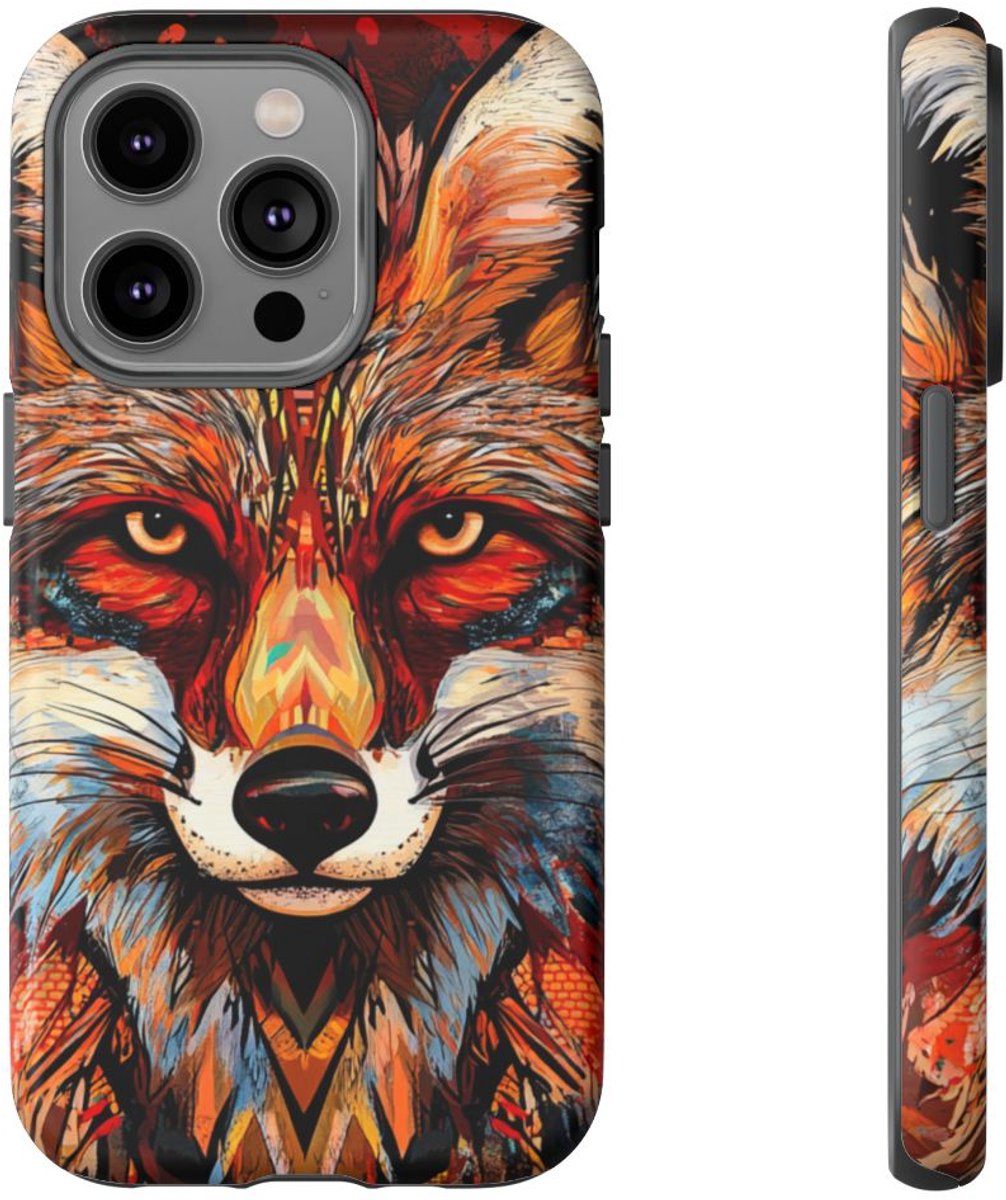 Abstract Vosportret – Telefoonhoesje Geschikt voor iPhone 14 Pro