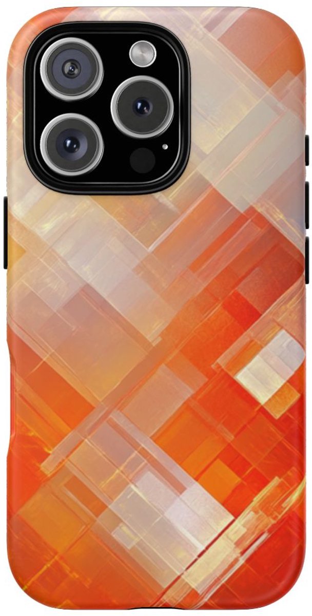 Abstract Oranje Geometrisch Patroon – Telefoonhoesje Geschikt voor iPhone 16 Pro