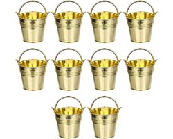 LATRAT Gouden mini-emmer voor snoep, voorkeur emmer, snack serveerschaal, friet, emmer, Pasen, feest, doop, snoep, tafeldecoratie, met draaggreep