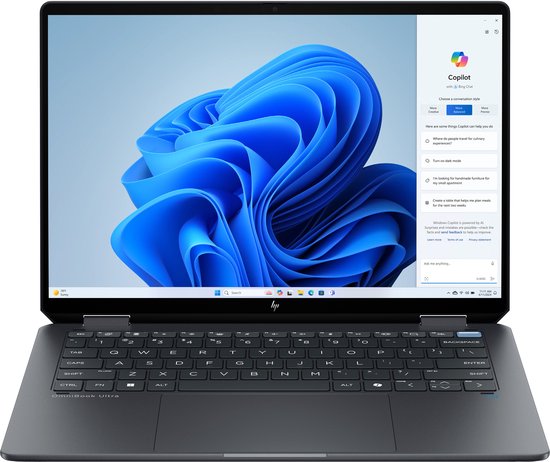HP OmniBook Ultra Flip 14-fh0660nd Copilot+ PC Intel Core Ultra 9 288V Hybride (2-in-1) 35,6 cm (14") Touchscreen 3K 32 GB LPDDR5x-SDRAM 2 TB SSD Wi-Fi 7 (802.11be) Windows 11 Home Grijs - HP - Hoofdafbeelding