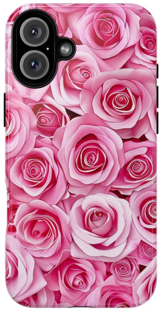 Roze Rozenpatroon – Telefoonhoesje Geschikt voor iPhone 16 Plus