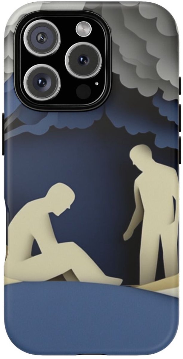 Papieren Uitsnede van Twee Mannen in Bos – Telefoonhoesje Geschikt voor iPhone 16 Pro