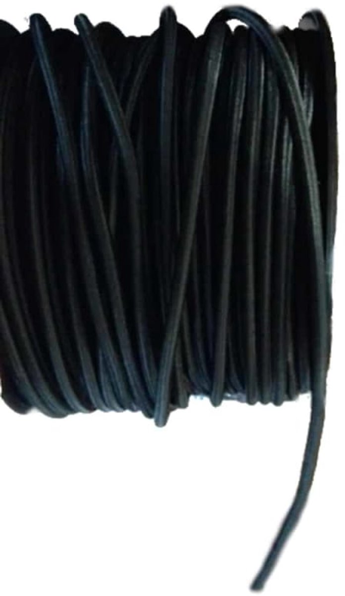 Zwart Expanderseil 6mm, 15 Meter - Elastisch Touw met UV-bestendige Coating