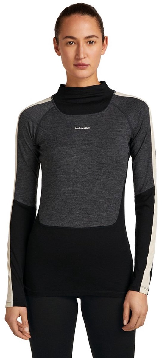 Icebreaker Merino 200 Oasis+ High Neck Lange Mouwen Basislaag Zwart M Vrouw
