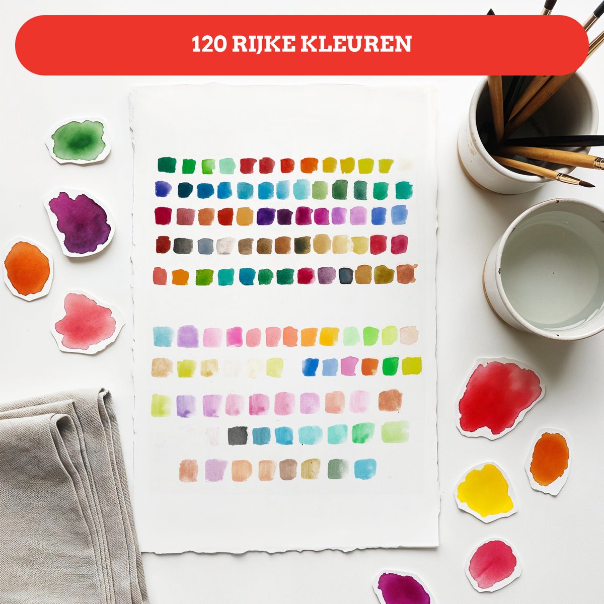 Mikkelhus Aquarelverf Set - Verfset met 120 diverse kleuren aquarelverf - Voor volwassenen — afbeelding 2
