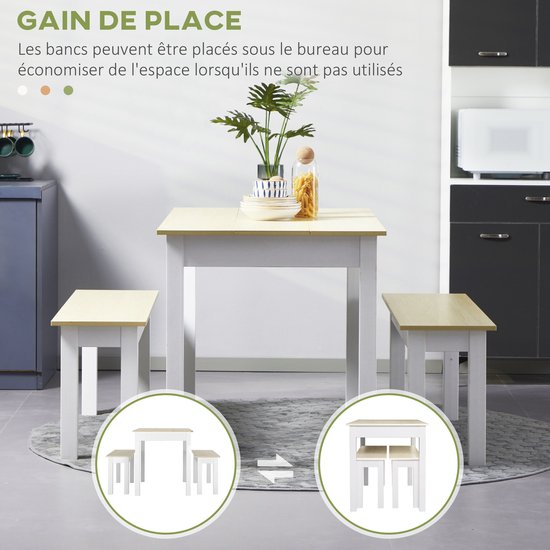 Ensemble de table à manger HOMCOM - Aggloméré - 119x70x75cm - Chêne