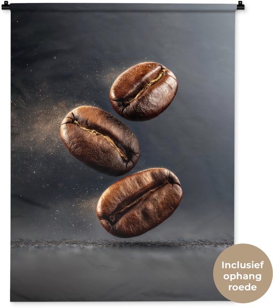 Tapisserie murale 90x120 cm - Motif Grains de café - Flottant - Grijs - Tapisserie murale - Tapisseries