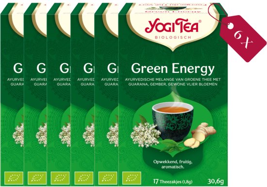 Yogi Tea Green Energy - Biologische Thee - 6x17 Stuks - 102 Theezakjes - Kruidenthee - Groene Thee - Ayurveda - NL-BIO-01