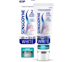 Sensodyne Clinical White Enamel Strengthening - Tandpasta - Gevoelige Tanden - Whitening & Beschermt tegen gevoeligheid - 2 tinten wittere tanden - Bevat Fluoride - Frisse Muntsmaak - 75ml