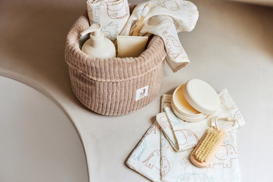 Jollein Commode Mandje - 14x18cm - Cloudy Rib - Milky Coffee — afbeelding 4