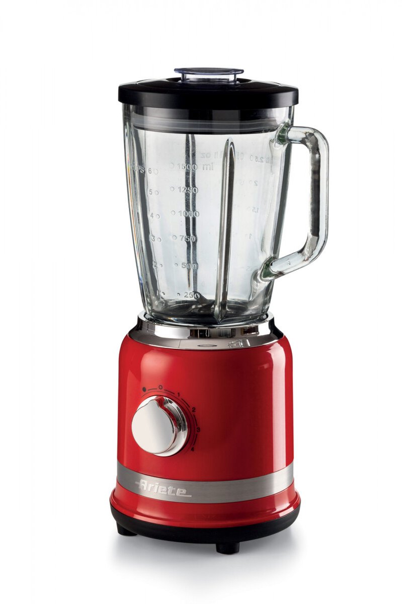 Ariete 0585/00 - Blender - 1.5 liter - 1000 W - glazen kan - RVS - pulse functie - ice crusher - rood