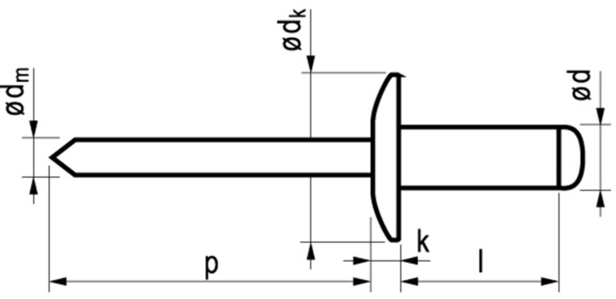 Masterfix blindklinknagel 4,8x12mm aluminium (Per 250 stuks)