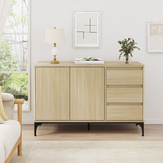 Dressoir Kistiandi 120x40x76 cm licht eiken [en.casa]