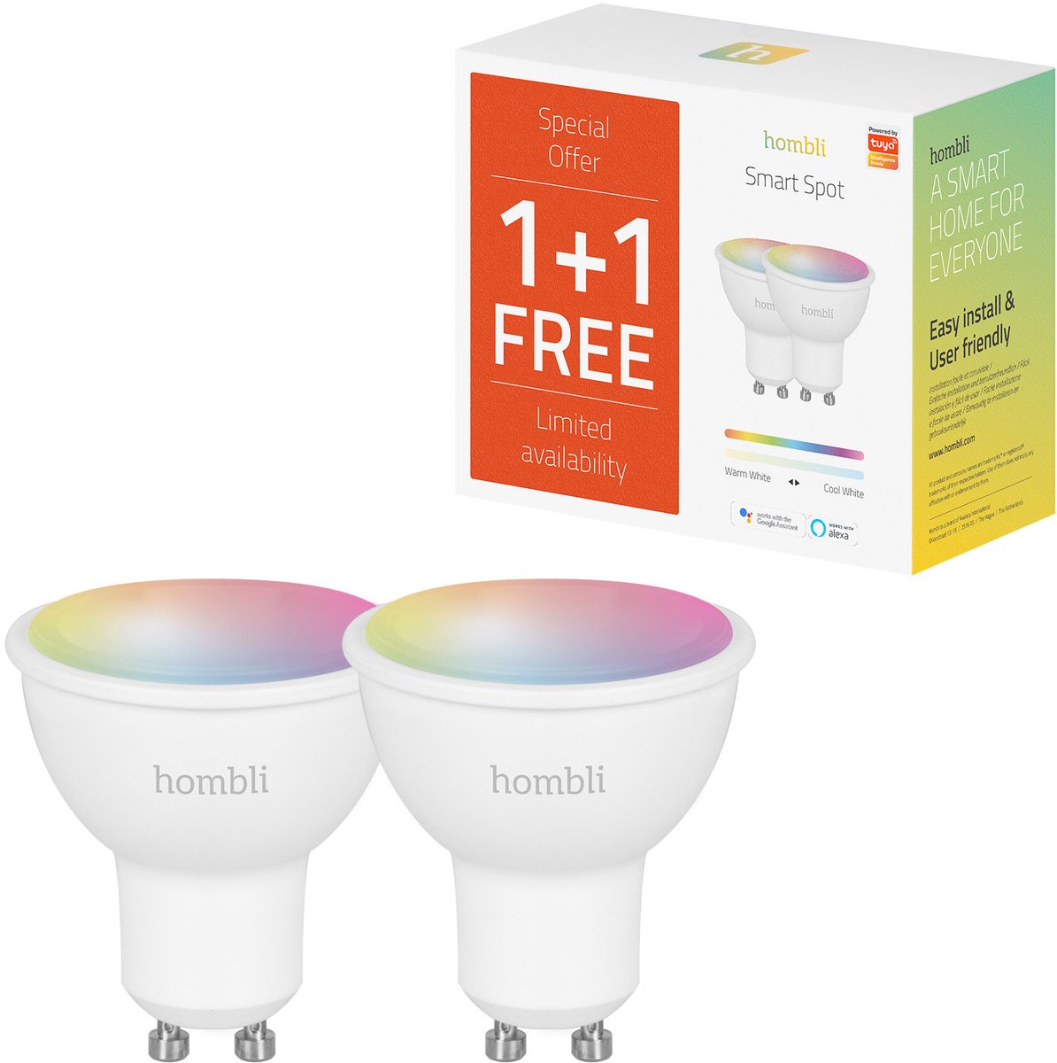 Hombli Slimme Verlichting Spot - () - Promo Pack 1+1 - 16 Miljoen Kleuren