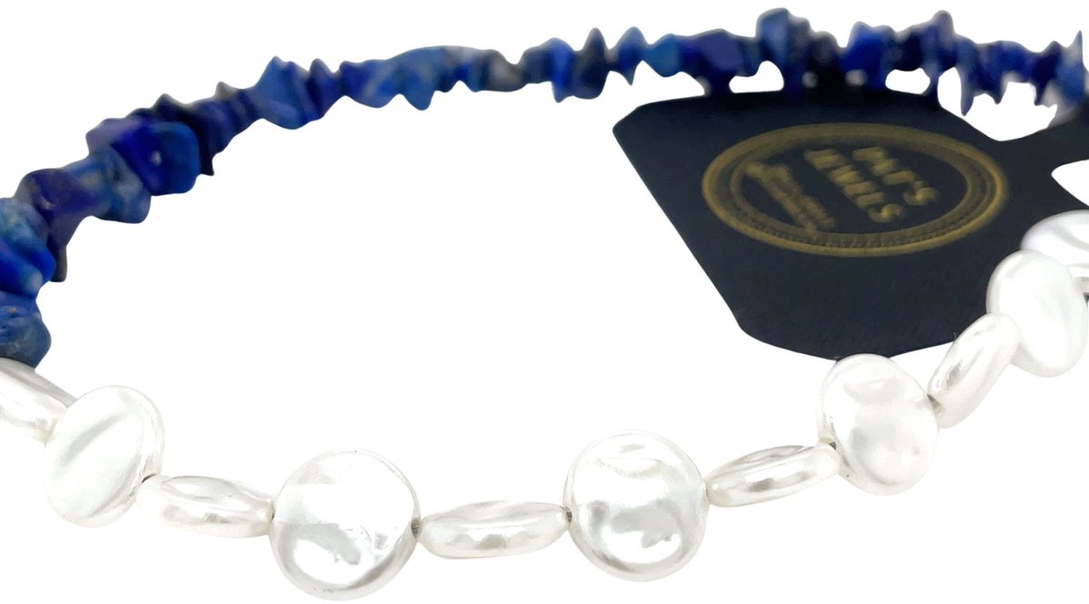 Pat's Jewels Telefoonkoord - Telefoon Ketting - Telefoon - Blauw - Lapis Lazuli - Parels - Kort Model