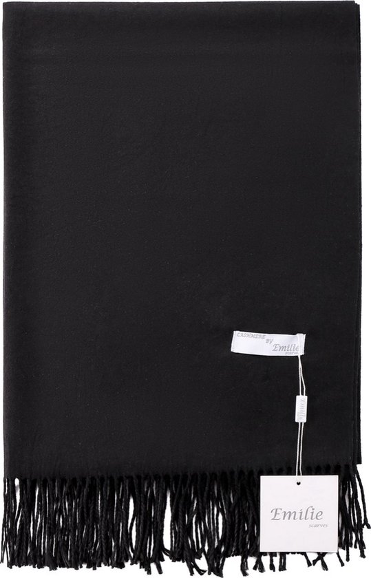Emilie Scarves Pashmina sjaal Cashmere omslagdoek Zwart - 200*63CM