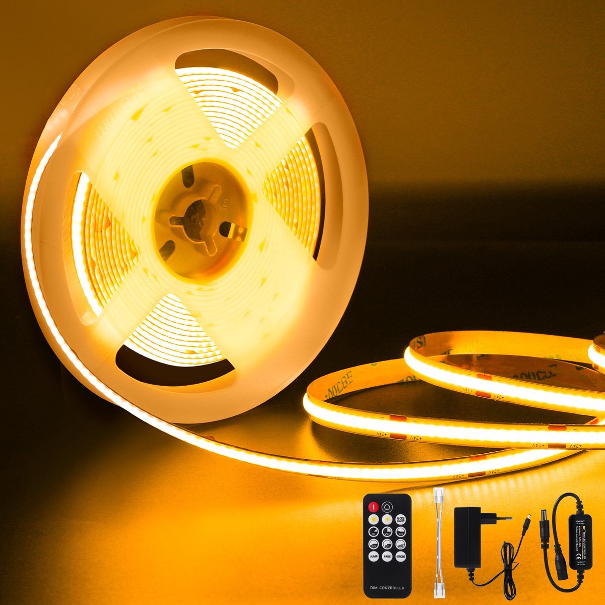 Amdelne LED Strip - 5 Meters - 320LED/M DC24V 36W 3960LM 3000K -Met RF Afstandsbediening