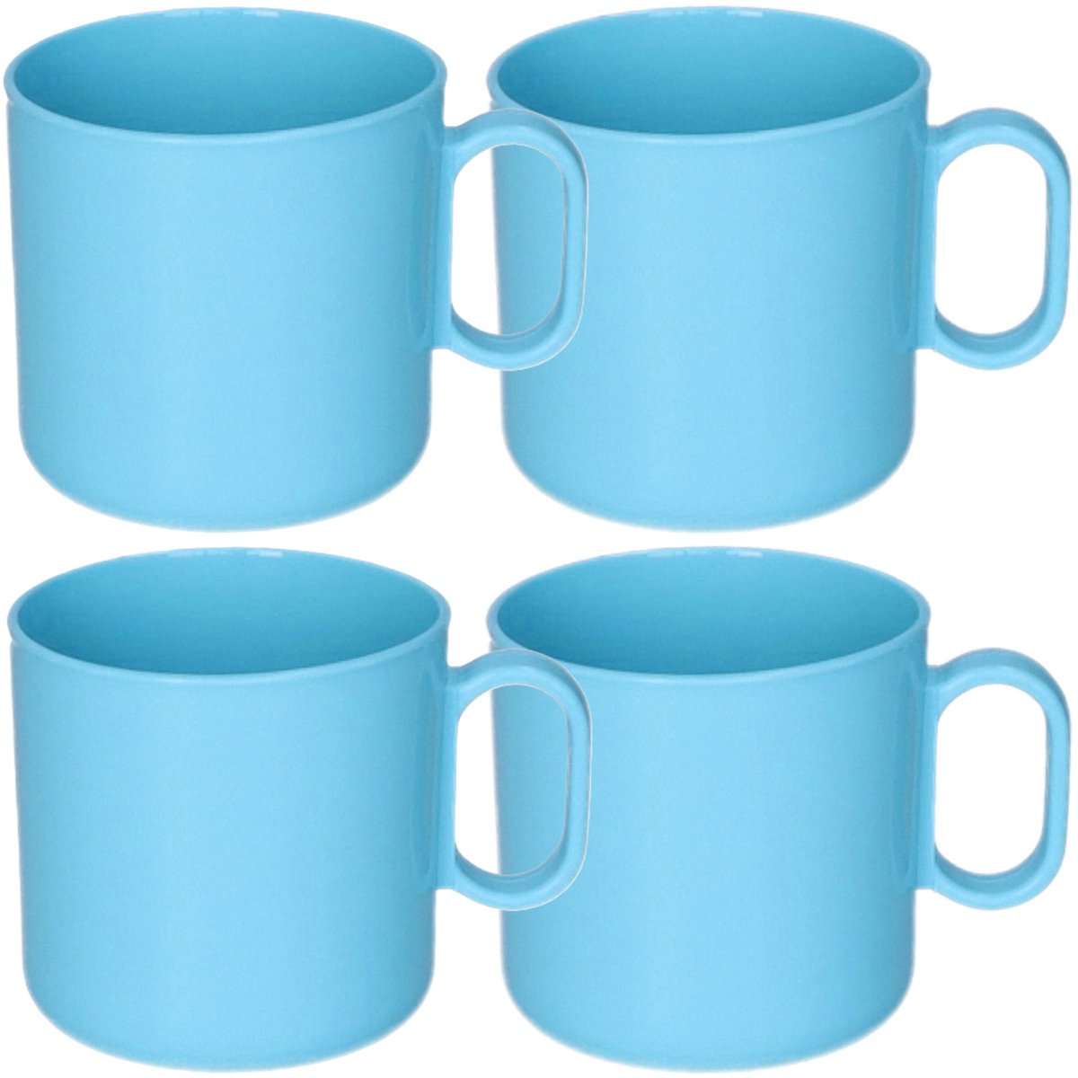 Plasticforte onbreekbare Drinkbekers - 8x - kunststof - 320 ml - blauw - kinderen - camping - mokken