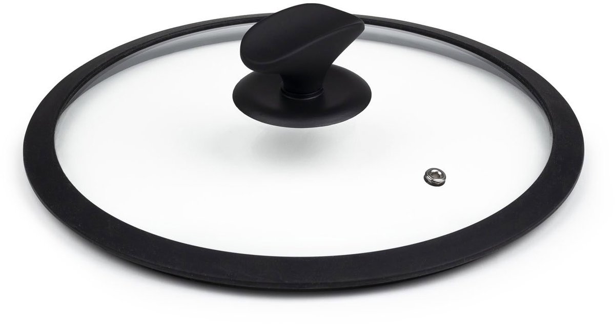 Rosmarino Pandeksel 24 cm - Universeel - Pannendeksel met siliconen rand - Anti Spatdeksel voor Pannen - Zwart