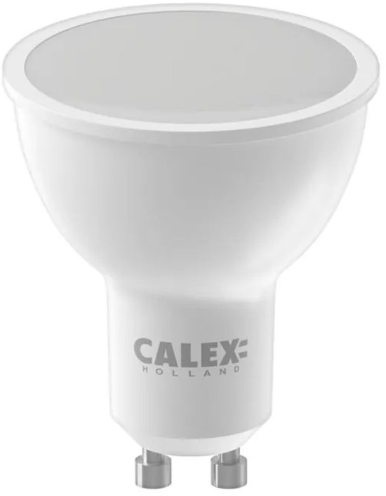 Calex GU10 LED lamp met witte lichtweergave.