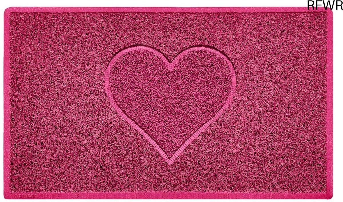 RFWR Hartvormige deurmat voor binnen en buiten - Roze, 75 x 44 cm