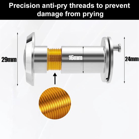 RFWR® Deurspion 220° groothoek met inkijkbescherming, instelbare lengte en optische glazen lenzen voor 40-60 mm dikke deuren van Merkloos — afbeelding 3