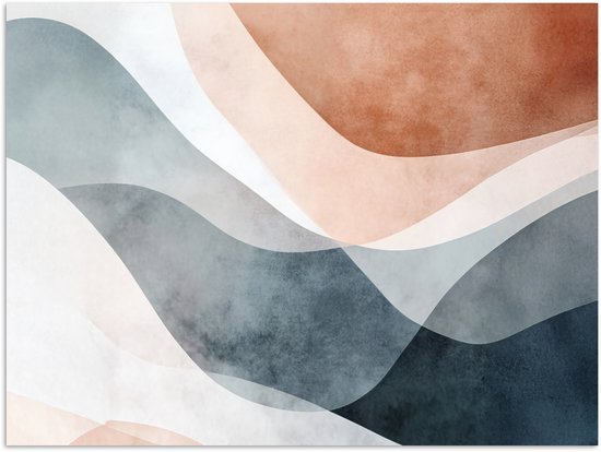 Poster 160x120 cm - Abstract - Golven - Blauw - Posters - Kamer decoratie - Wanddecoratie woonkamer - Muurdecoratie slaapkamer XXL