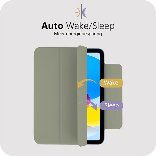 Étui pour tablette Cazy compatible avec Apple iPad 2025 (11e génération) / iPad 2022 (10e génération) 11 pouces - Fonction Sleep/réveil - Fixation magnétique - Vert Sage