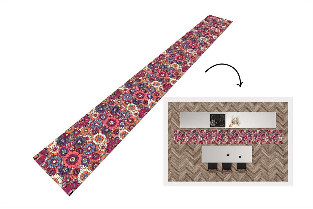 KitchenYeah Keukenloper 400x50 cm - Keukenmat vinyl Vintage - Patronen - Bloemen - Planten - Keukenmatten loper - Keuken vloerkleed tapijt
