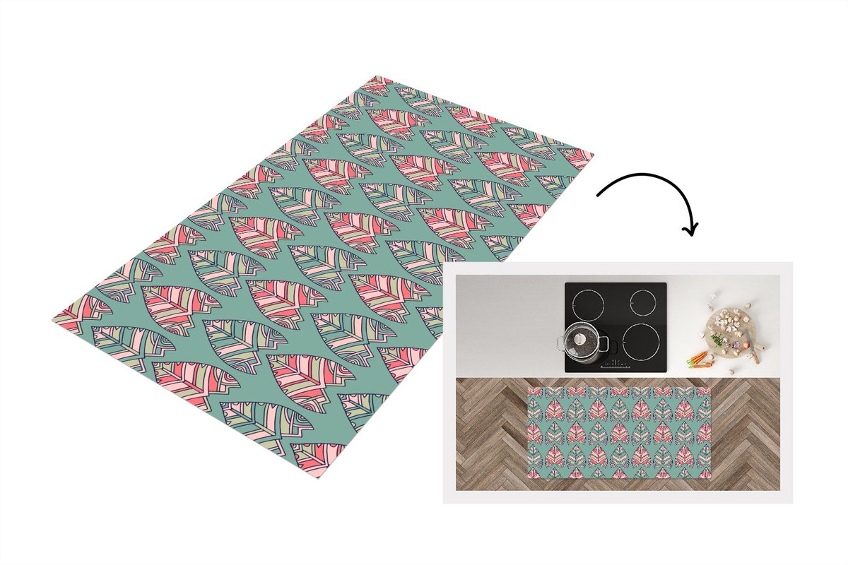 KitchenYeah Keukenloper 120x60 cm - Keukenmat vinyl Patronen - Tribal - Retro - Keukenmatten loper - Keuken vloerkleed tapijt