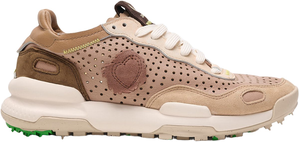Satorisan - Chacrona Laser Premium - Casual Sneakers Vrouwen - Vintage Leer Sneakers - Kleur Creamy Peach - Maat 40