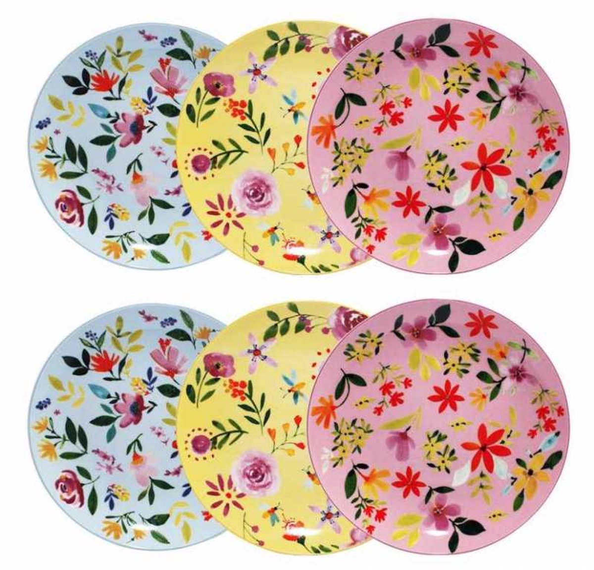 Set van 6 Dinerborden 26cm in Porselein - Flowers