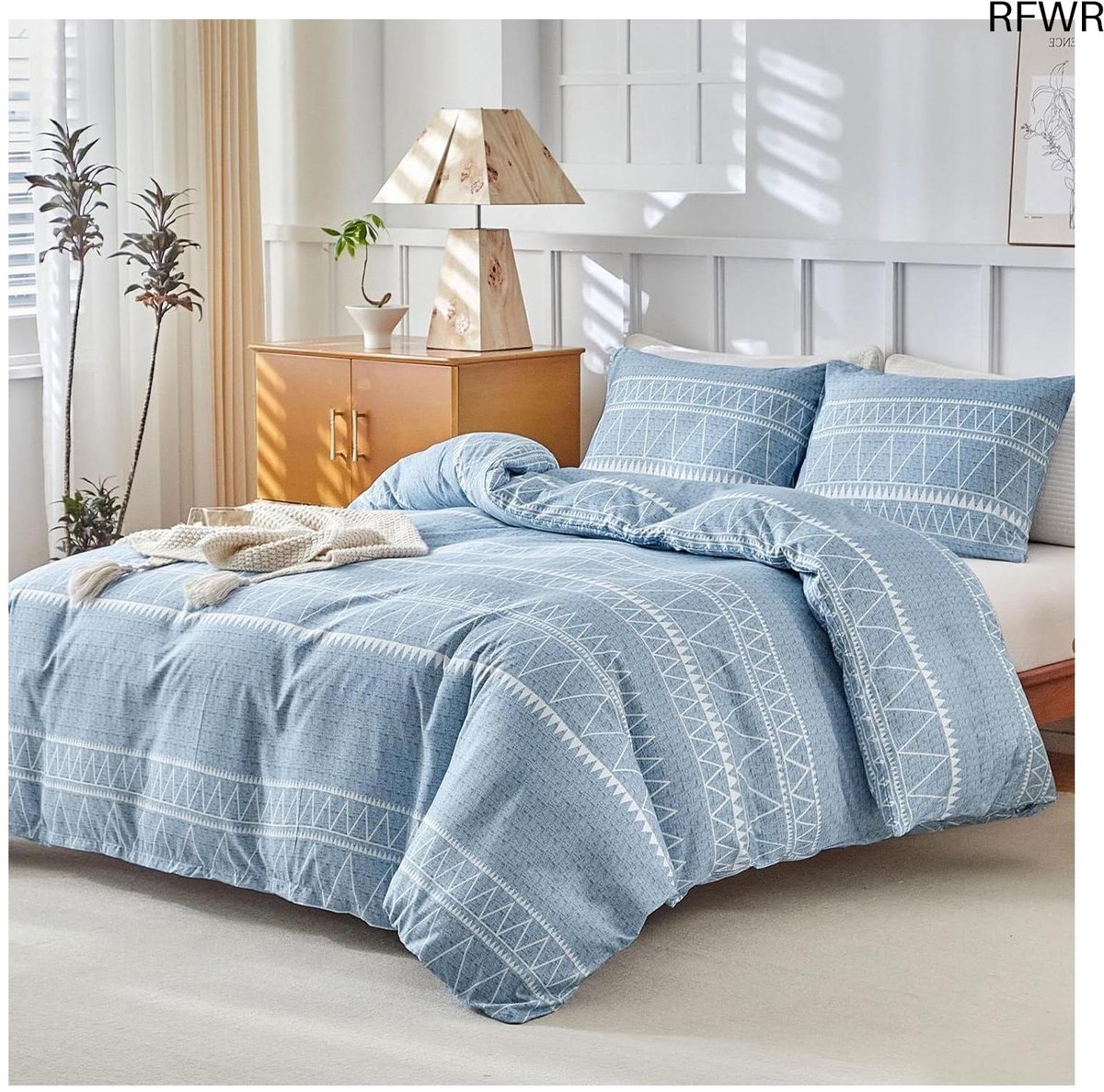 RFWR Dekbedovertrek 200x200 cm met Kussenslopen 65x65 cm - Bohemian Design - Beddenset met Ritsen 1-Blauw