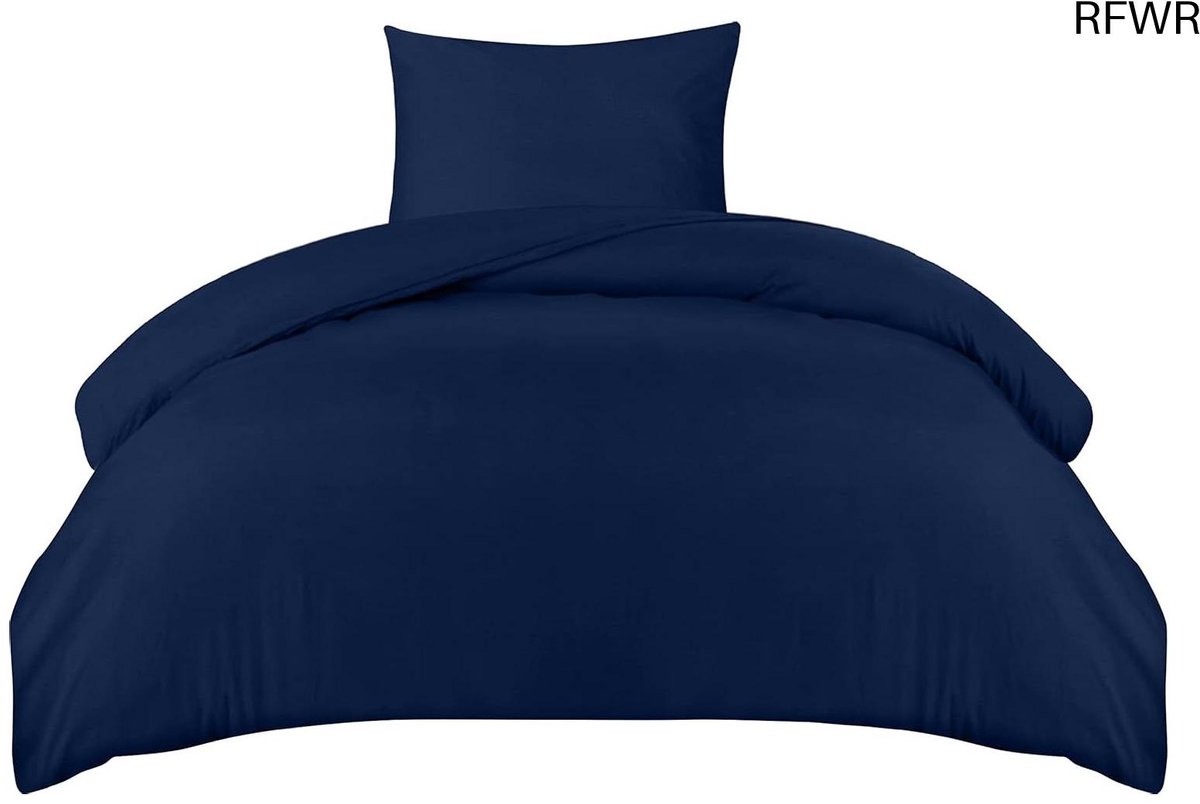 RFWR Dekbedovertrekset Zachte Microvezel 135x200 cm met Kussensloop - Marineblauw Beddengoed