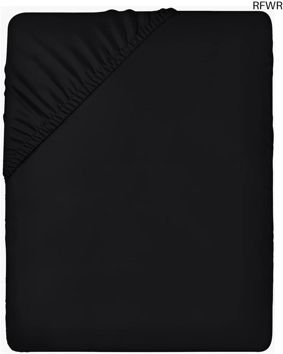 RFWR Hoeslaken voor Matrassen tot 35 cm Diep - Zachte Geborstelde Microvezel - Krimp en Vervaagt Bestendig (90 x 200 cm, Zwart)