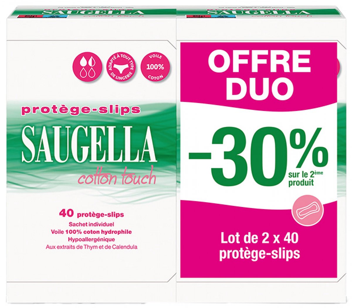 Saugella Cotton Touch Set van 2 x 40 Inlegkruisjes