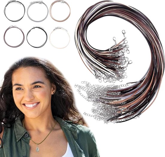 YDHfdc Waxkoord halsketting, 120 stuks, zwart, leren koord voor hangers, halskettingen, koorden, voor het maken van armbanden, halskettingen en sieraden