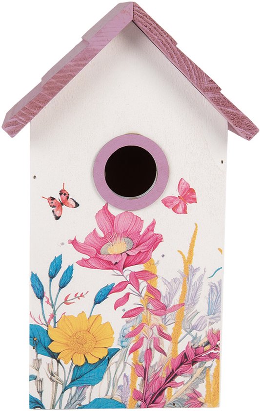 Clayre & Eef Vogelhuis 15x10x22 cm Wit Hout
