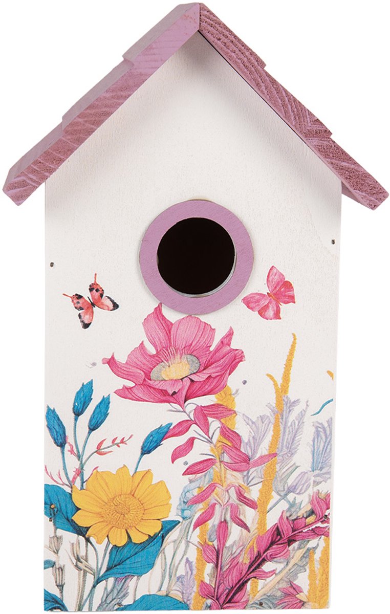 Clayre & Eef Vogelhuis 15x10x22 cm Wit Hout