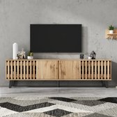 Sweiko TV-meubel - 8 opbergvakken - Geschikt voor een 70-inch TV - Houtnerf