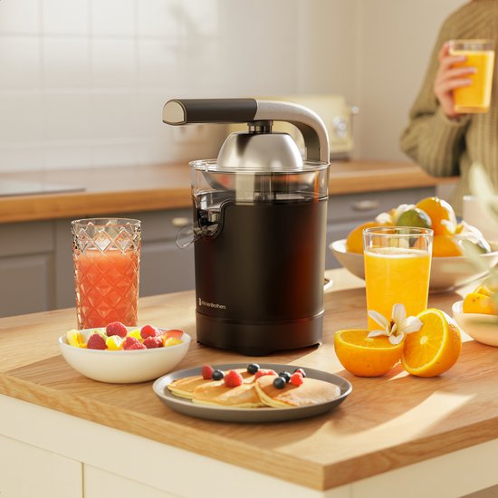 KitchenBrothers Citruspers - Elektrische Sinaasappelpers en Citroenpers - Met Uitloop en Pershendel - Luxe - 0.35L - Zwart van KitchenBrothers — afbeelding 5