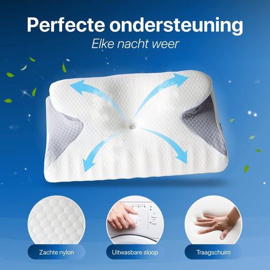Oreiller ergonomique - Oreiller cervical - Pour les personnes dormant sur le dos, le ventre et le côté - Mousse à mémoire de forme - Oreiller de couchage - Oreiller - Oreiller ergonomique - Coussins orthopédiques