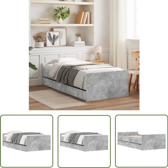 vidaXL Bedframe bewerkt hout grijs sonoma eikenkleurig 200x200 cm vidaXL Bedframe bewerkt hout grijs sonoma eikenkleurig 200x200 cm