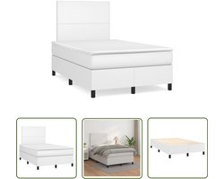 vidaXL Boxspringbed - Boxspring - Boxspring met matras kunstleer wit 120x190 cm - Witte Boxspring - Kunstleder Bed - Tweepersoons Bed