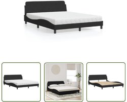 vidaXL Boxspring - Slaapcomfort - Bed met matras Dover fluweel zwart 160x200 cm - Tweepersoonsbed - Luxe Bed - Design Bed