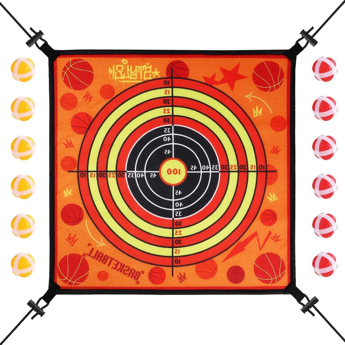 Allecto Premium - Trampoline Dartbord Spel Accessoire voor Kinderen - Toss Spel Set met Sticky Balls - Binnen Buiten Feestplezier - Geschikt voor 8/10/12/14ft Trampoline - 60cm