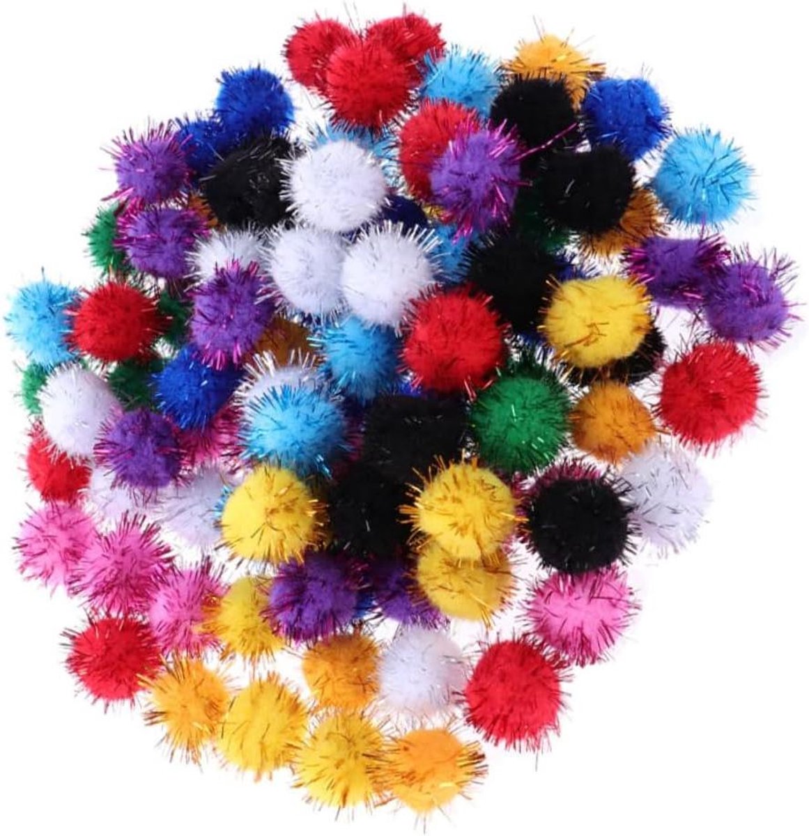 Allecto Premium - 200 stuks zachte pompons mix - Kerst knutselpompoms - Handwerk accessoires in diverse kleuren