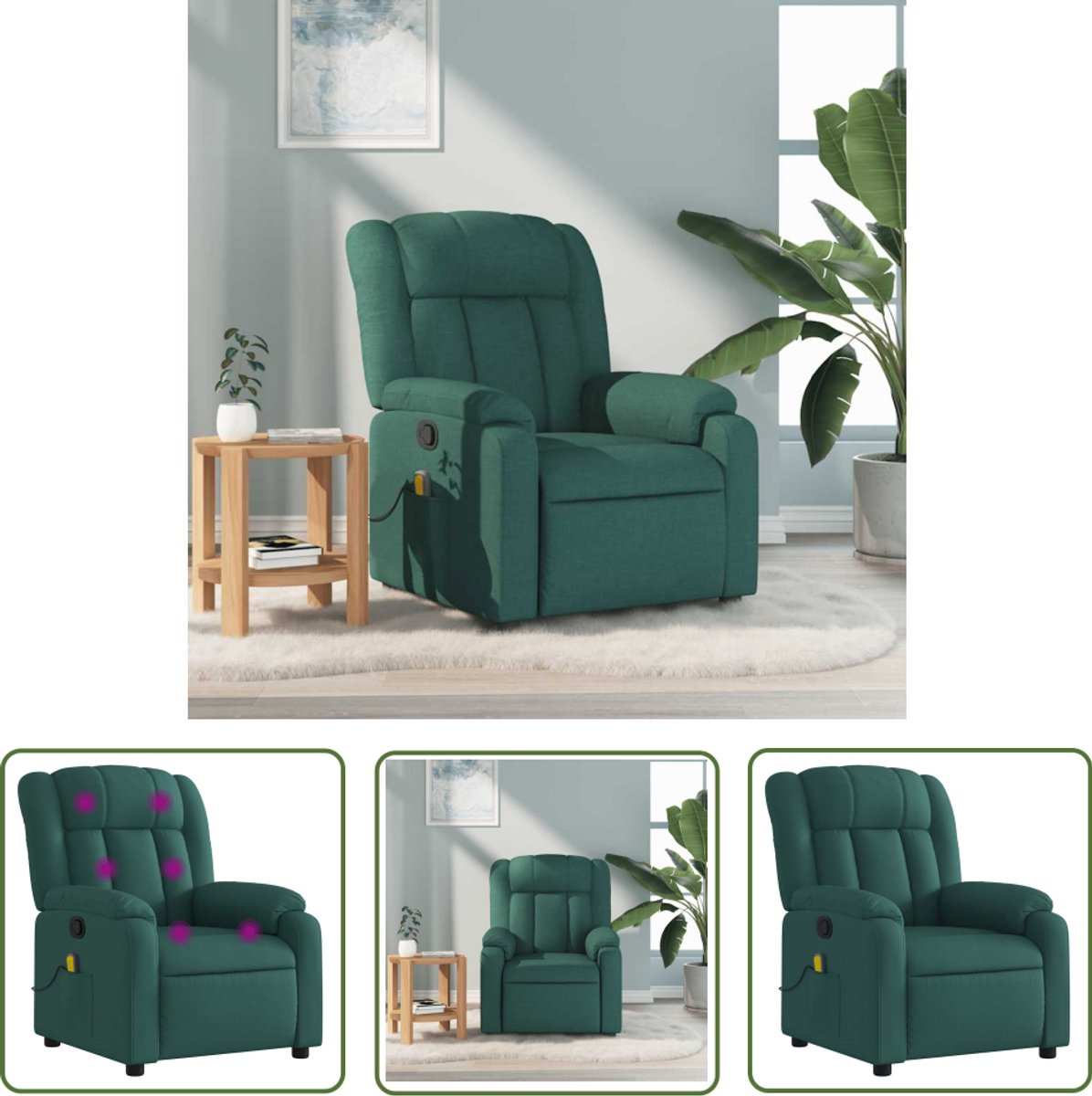 vidaXL Massagestoel Donkergroen Elektrische Massage - Product - €252,95