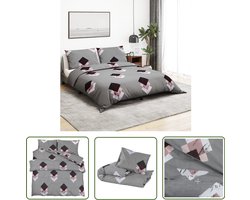 vidaXL Katoenen Bedding - Dekbedovertrek - Dekbedovertrekset 240x220 cm katoen grijs - Slaapcomfort - Dekbedhoes - Linnen Grijs